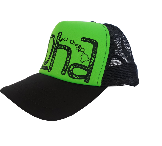 Hawaiian Headwear Tribal Aloha Foam Trucker Hat - Green