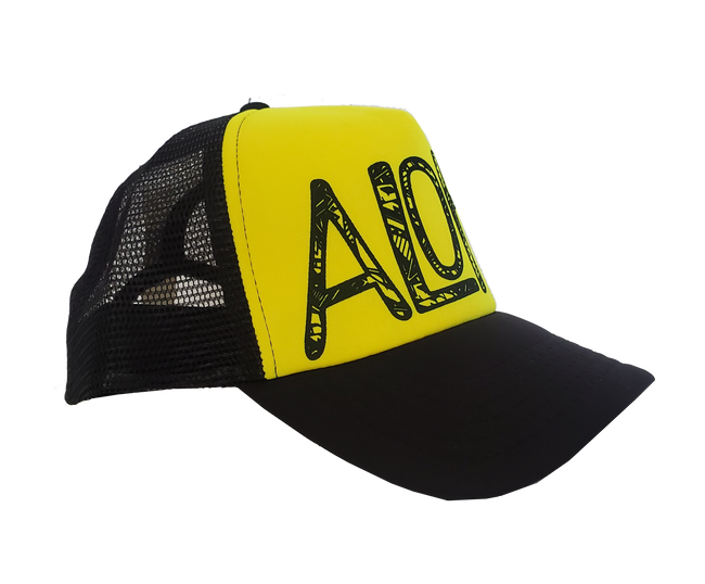 Hawaiian Headwear Tribal Aloha Foam Trucker Hat - Yellow