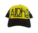 Hawaiian Headwear Tribal Aloha Foam Trucker Hat - Yellow