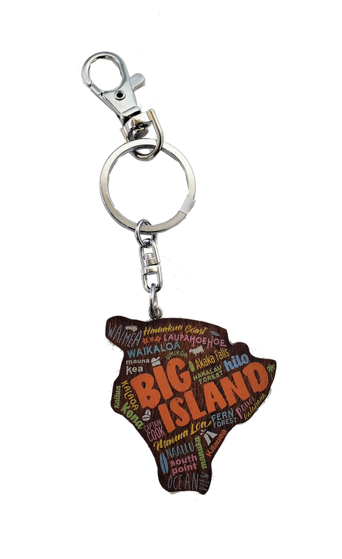 Keychain - Painted Island Wood Big Island