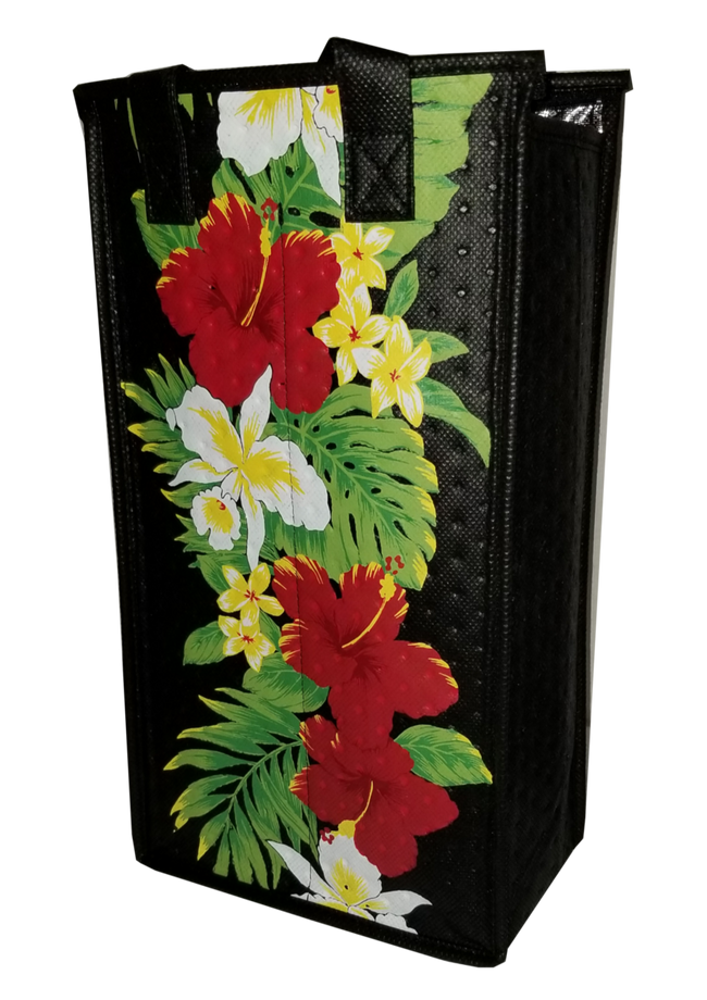 Tropical Paper Garden Reusable Hot/Cold Double Wine Bag- Kolamu Black