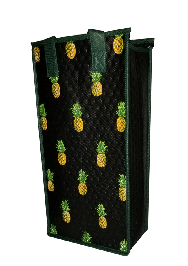 Tropical Paper Garden Reusable Hot/Cold Double Wine Bag- HALA KAHIKI BLACK